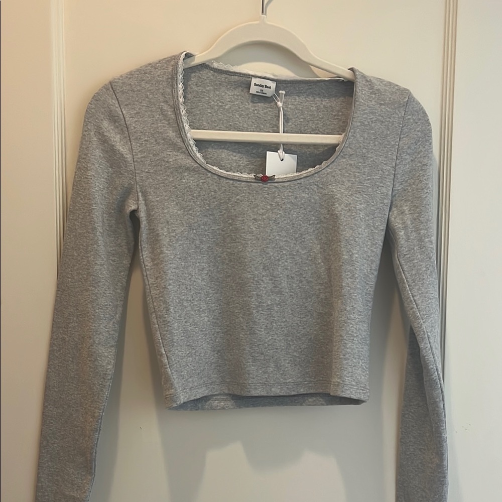 Gray Long Sleeve Top